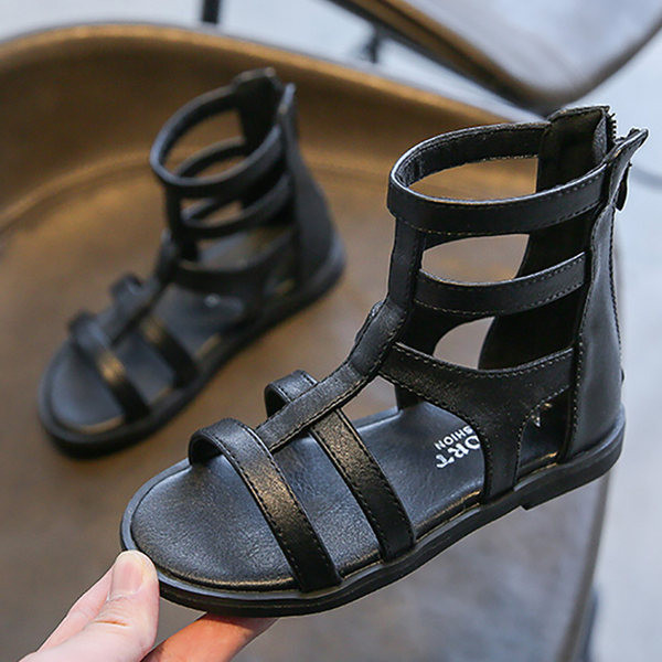 Bērnu sandales ar ādas lencēm un rāvējslēdzēju