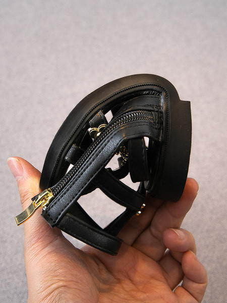 Ежедневни сандали от изкуствена кожа за момичета в черен и бежов цвят