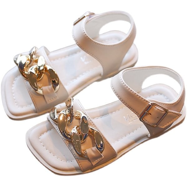 Детски квадратни сандали с метална верига 