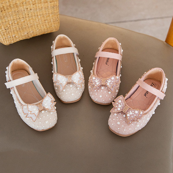 Ежедневни детски обувки с перли и панделка 