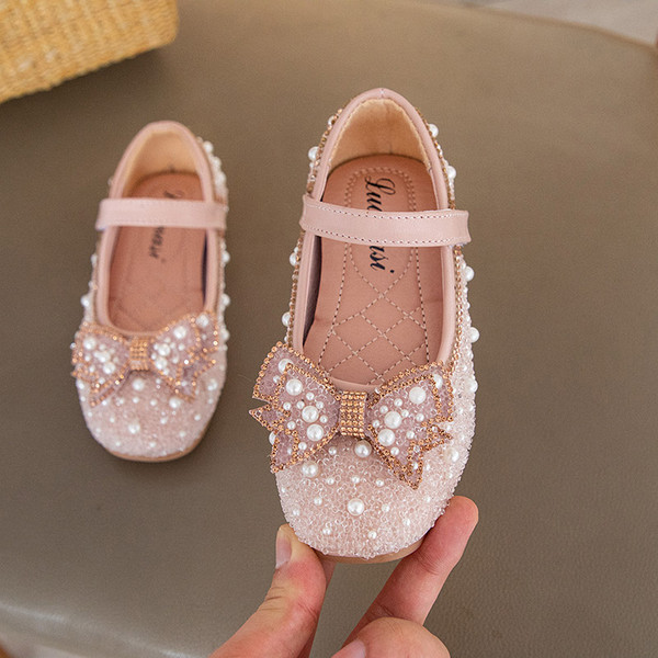 Ежедневни детски обувки с перли и панделка 