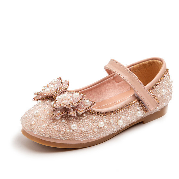 Ежедневни детски обувки с перли и панделка 