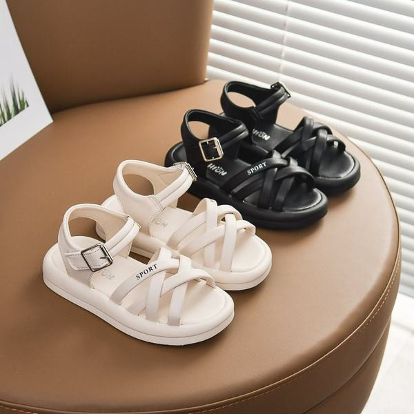 Детски кожени неплъзгащи се сандали с катарама 