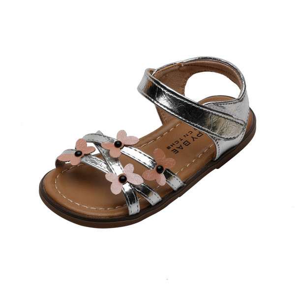 Детски златисти сандали с пеперуди