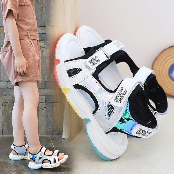 Детски сандали с велкро лепенки и надписи в три цвята