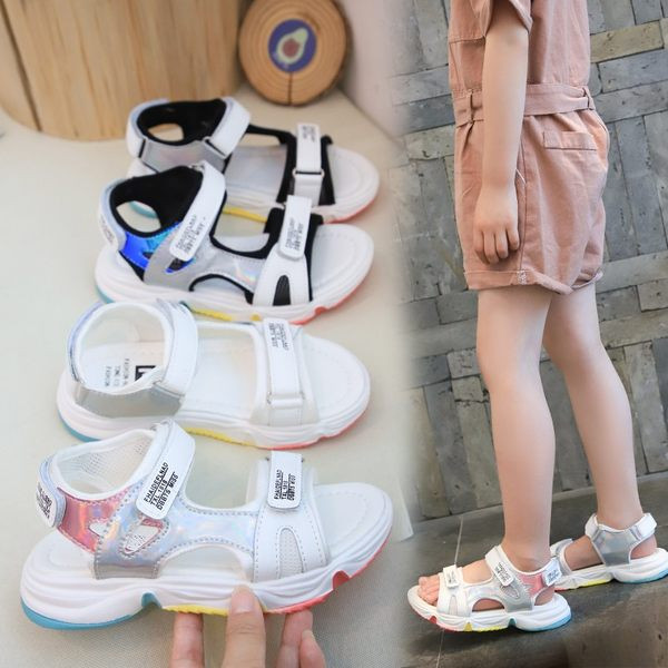 Детски сандали с велкро лепенки и надписи в три цвята