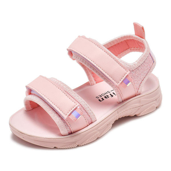 Ежедневни детски сандали  с лепенки и равна подметка 