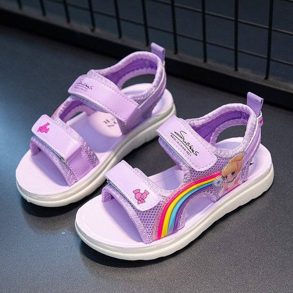 Детски текстилни сандали с цветен принт 