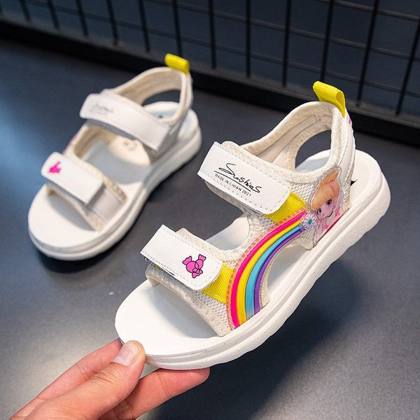 Детски текстилни сандали с цветен принт 