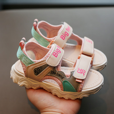 Детски сандали с велкро закопчаване с надпис 