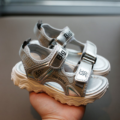 Детски сандали с велкро закопчаване с надпис 