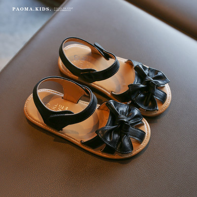 Ежедневни сандали от еко кожа с панделка и велкро закопчаване 