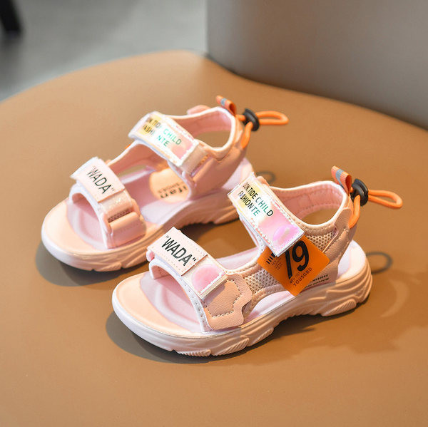Ежедневни детски сандали за момичета с лепенки 