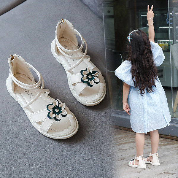 Нов модел кожени сандали с 3D елемент за момичета