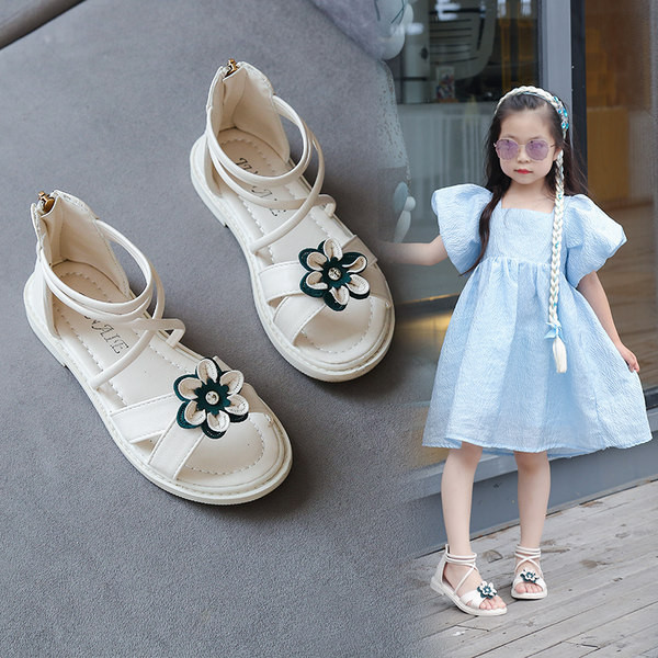 Нов модел кожени сандали с 3D елемент за момичета