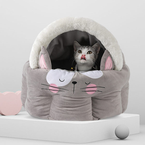 Плюшено легло с бродерия-подходящо за котки 