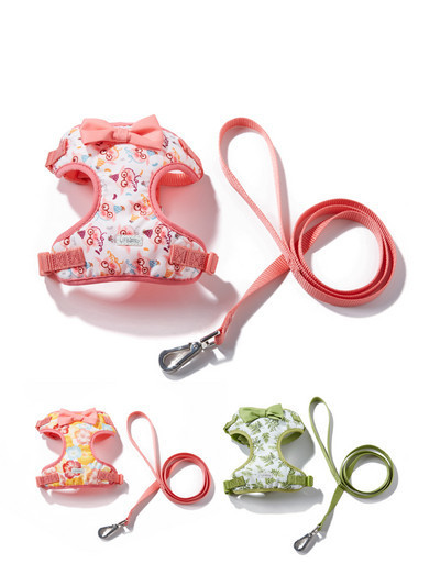 Нагръдник с повод за кучета с панделка