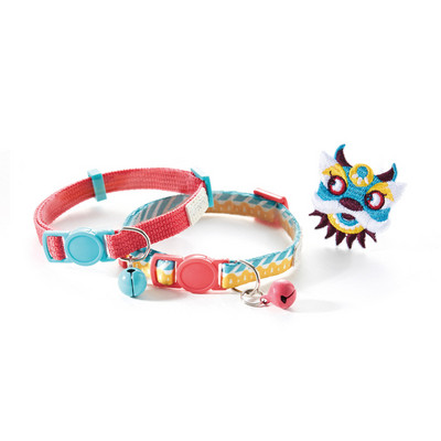 Spalvota antkaklis su varpeliu katėms 2 vnt. rinkinyje