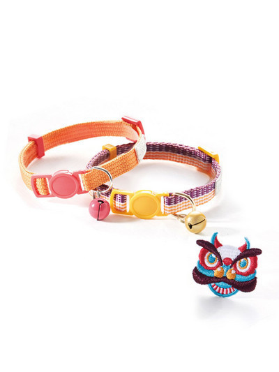 Spalvota antkaklis su varpeliu katėms 2 vnt. rinkinyje