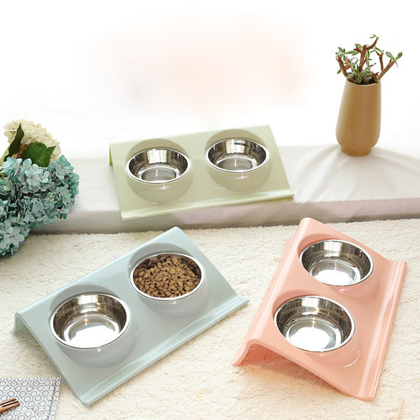 Διπλό μπολ για φαγητό και νερό για σκύλους ή γάτες