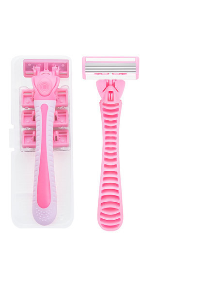 Mėlynos ir rožinės spalvos moteriškas skustuvas