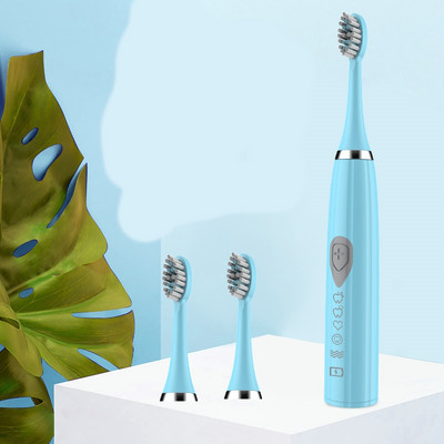 Trijų spalvų elektrinis dantų šepetėlis minkštais šereliais