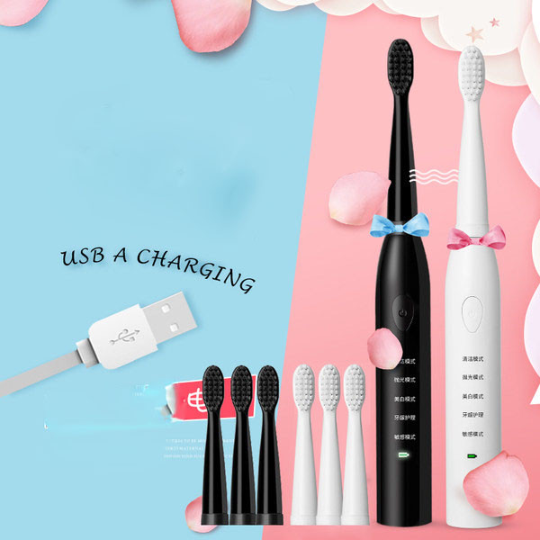 Elektrinis dviejų spalvų dantų šepetėlis su keturiomis galvutėmis