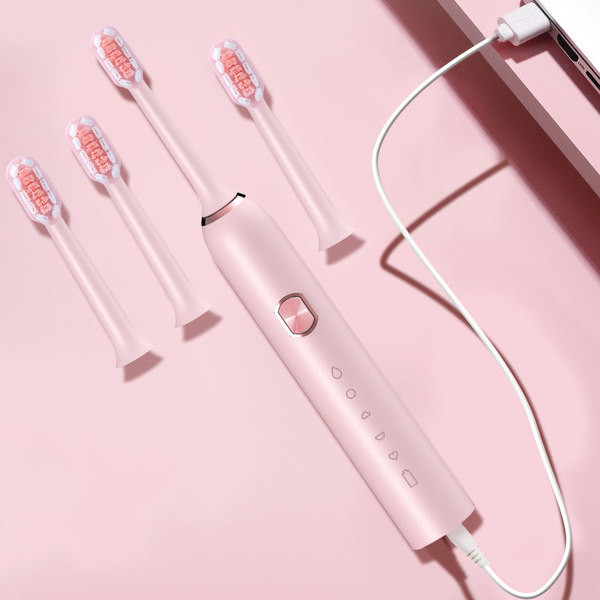 Elektrinis šepetys su minkštais šereliais ir keturiomis galvutėmis