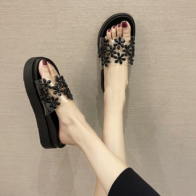 Modernas sieviešu čības ar 3D ziediem un 5 cm platformu