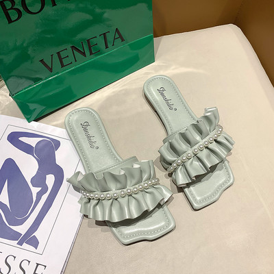 Modernas sieviešu čības no eko ādas ar pērlēm trīs krāsās