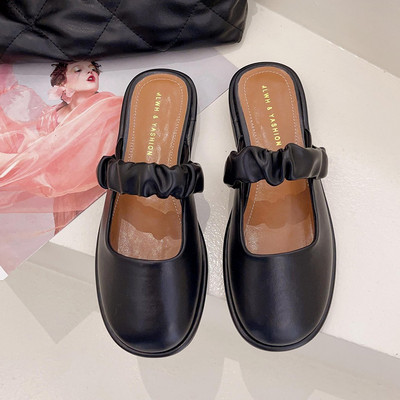 Slēgtas čības no eko ādas, noapaļots modelis