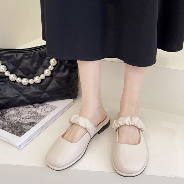 Slēgtas čības no eko ādas, noapaļots modelis