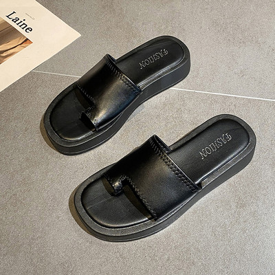 Ikdienas sieviešu plakanas čības ar ādas siksniņu