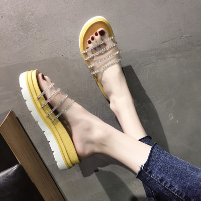 Παντόφλες casual γυναίκες με λουρί σιλικόνης και διακοσμητικές πέτρες