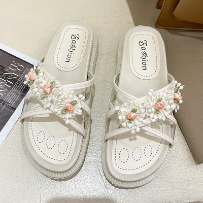 Ikdienas sieviešu čības ar silikona lencēm un 3D ziediem