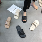 Ikdienas sieviešu čības no mākslīgās ādas - ar plakanu zoli