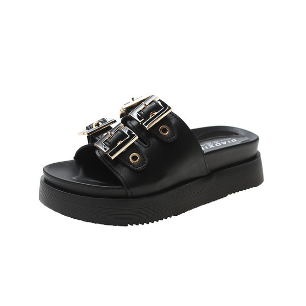 Sieviešu mākslīgās ādas čības ar sprādzēm