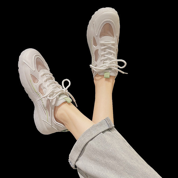 Καλοκαιρινό γυναικεία αθλητικά παπούτσια με κορδόνια σε δύο χρώματα