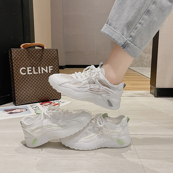 Καλοκαιρινό γυναικεία αθλητικά παπούτσια με κορδόνια σε δύο χρώματα