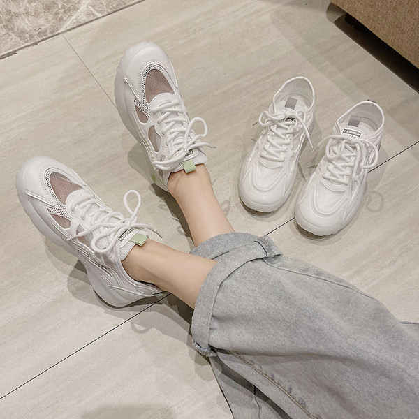 Καλοκαιρινό γυναικεία αθλητικά παπούτσια με κορδόνια σε δύο χρώματα