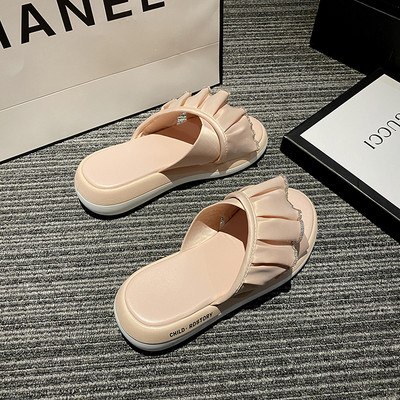 Ikdienas sieviešu čības ar plakanām zolēm un akmeņiem