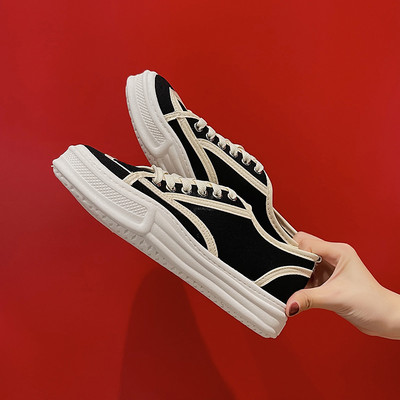 Γυναικεία πάνινα παπούτσια σε μπεζ και ροζ χρώμα