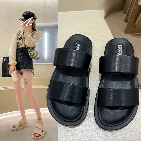 Ikdienas sieviešu neslīdošās čības ar plakanām zolēm