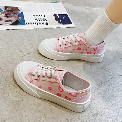 Γυναικεία πάνινα παπούτσια σε μαύρο και ροζ χρώμα με κορδόνια