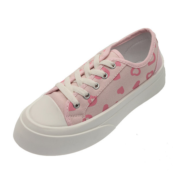 Γυναικεία πάνινα παπούτσια σε μαύρο και ροζ χρώμα με κορδόνια