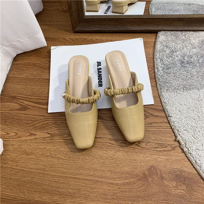 Jauns sieviešu ādas čību modelis no mākslīgās ādas ar kvadrātveida papēdi