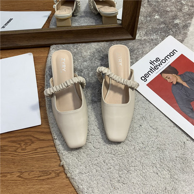 Jauns sieviešu ādas čību modelis no mākslīgās ādas ar kvadrātveida papēdi