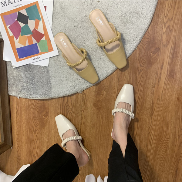 Jauns sieviešu ādas čību modelis no mākslīgās ādas ar kvadrātveida papēdi