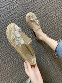 Papuci casual dama cu talpa plata si decor broderie