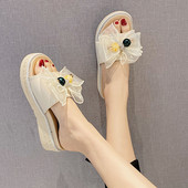 Jauna modeļa vasaras platformas čības ar tilla lenti